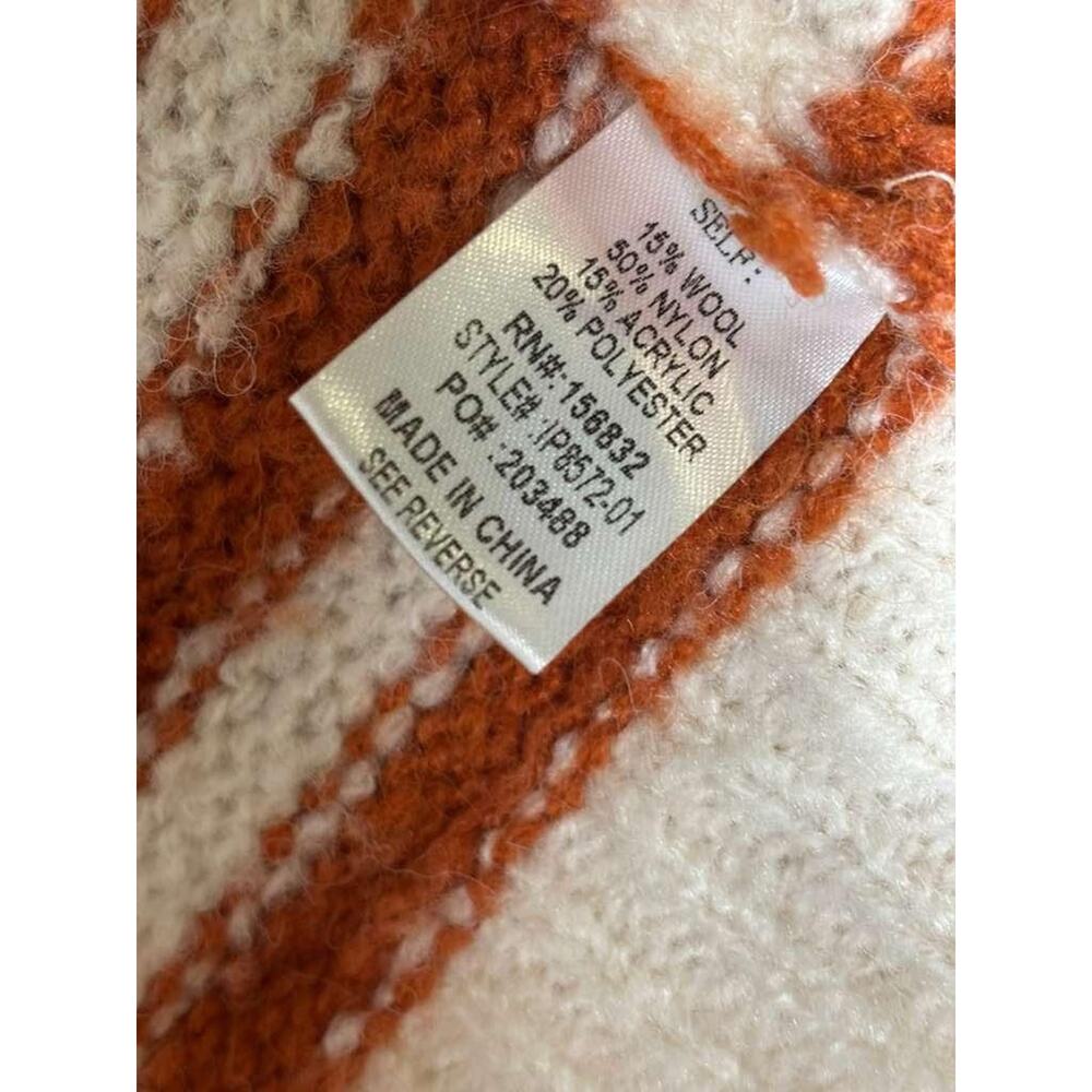 BIBI Sweater Womens L Orange White Stripe Dolman Sleeve Chunky Knit Pullover - Picture 4 of 7